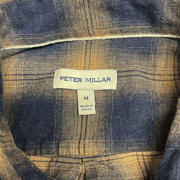 Peter Millar Men’s Plaid Button Collared Down Long Sleeve Pocket Shirt- Medium - Picture 11 of 13